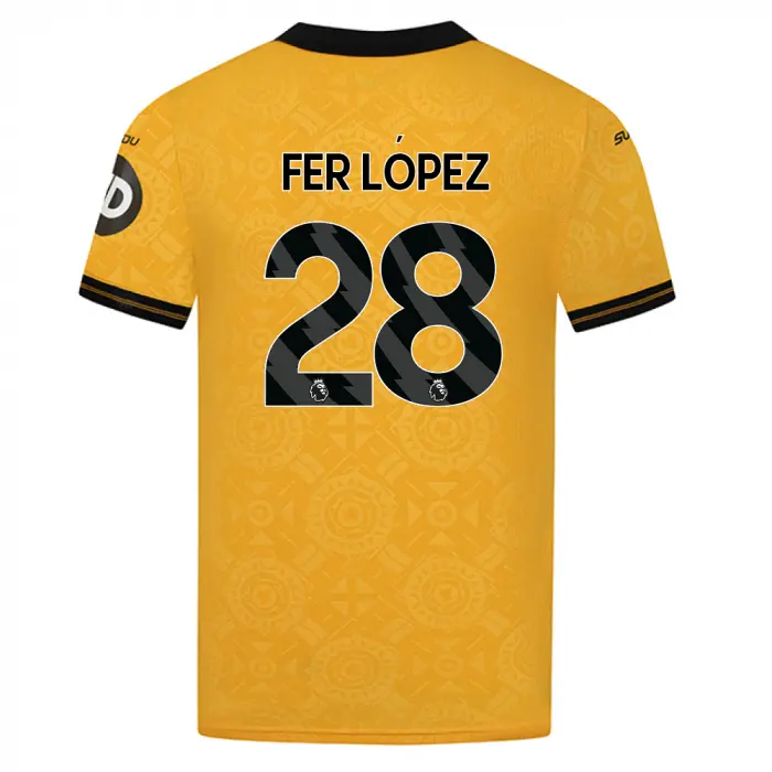 Wolverhampton Wanderers Store | Shop Official 2025-26 Wolves Pro Home Shirt – Adult FER LOPEZ 28 Wolves Gear